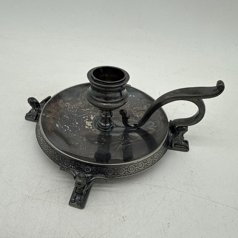 Meridian Quadruple Silverplate Chamber Candlestick Holder Made In USA Early 1900